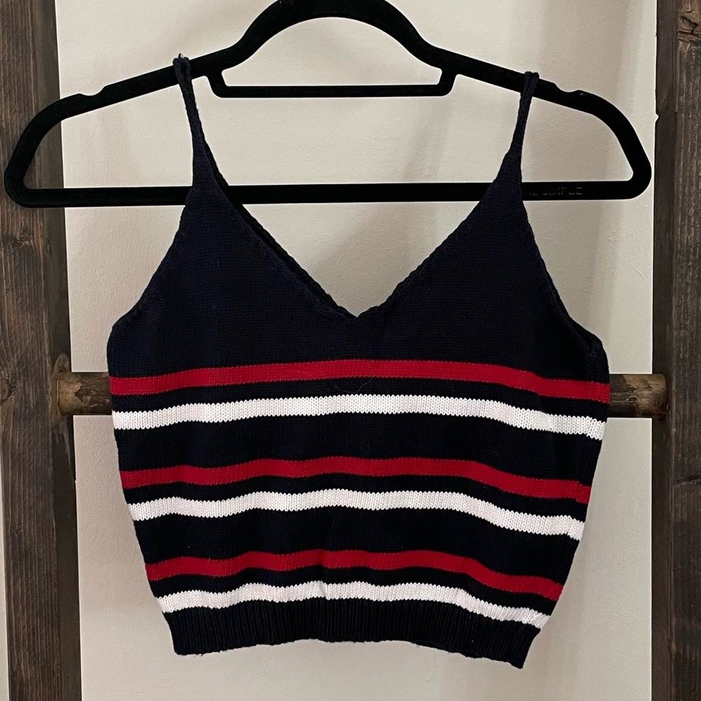 brandy melville red white and blue knit top